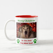 Kerstbeste hond Mam Oog Foto Tweekleurige Koffiemok (Links)