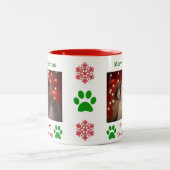 Kerstbeste hond Mam Oog Foto Tweekleurige Koffiemok (Center)