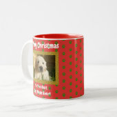 Kerstbeste hond Mam Oog Foto Tweekleurige Koffiemok (Voorkant links)