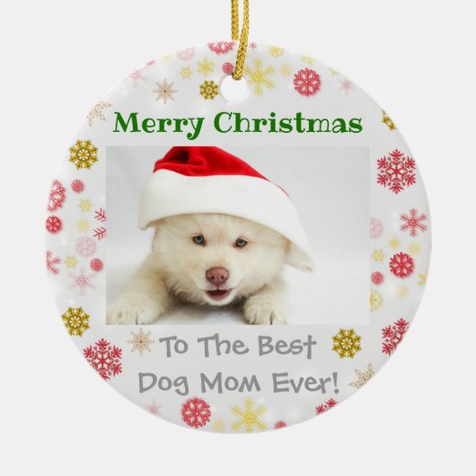 Kerstbeste hond ooit foto keramisch ornament (Voorkant)