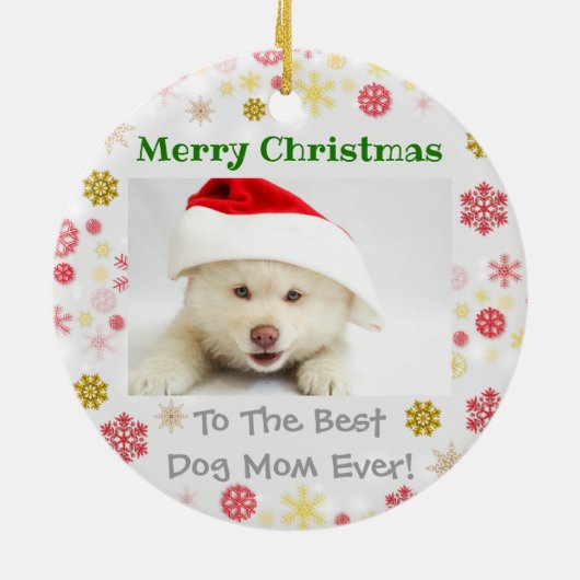 Kerstbeste hond ooit foto keramisch ornament (Achterkant)