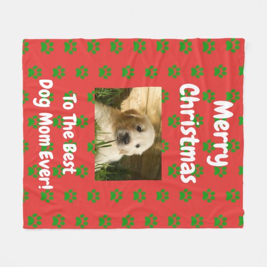 Kerstbeste hond op maat foto fleece deken (Voorkant (Horizontaal))