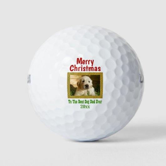 kerstbeste hond pap Aangepaste foto Golfballen (Voorkant)