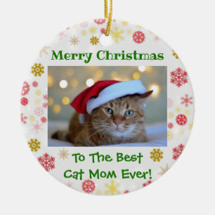 Kerstbeste kat mam ooit foto keramisch ornament