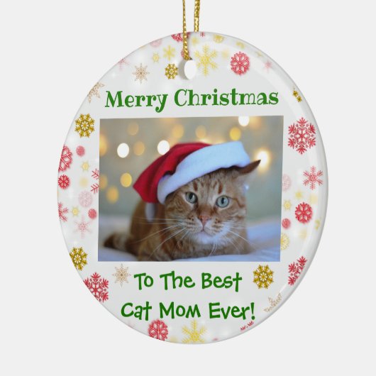 Kerstbeste kat mam ooit foto keramisch ornament (Links)