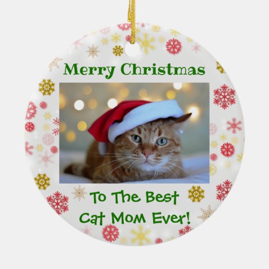 Kerstbeste kat mam ooit foto keramisch ornament (Achterkant)