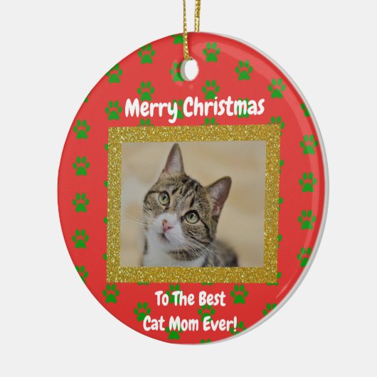 Kerstbeste kat mam ooit foto keramisch ornament (Links)