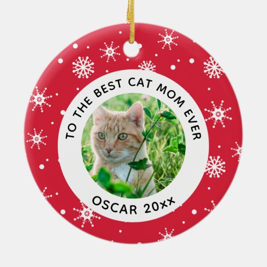 Kerstbeste kat mam ooit foto keramisch ornament (Achterkant)