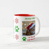 Kerstbeste kat mam ooit foto tweekleurige koffiemok (Voorkant rechts)