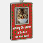 Kerstbeste kat mam ooit foto verzilverd omlijst ornament (Rechts)