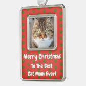 Kerstbeste kat mam ooit foto verzilverd omlijst ornament (Links)