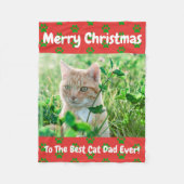 Kerstbeste kat Pap Ever Pet Foto Fleece Deken (Voorkant)