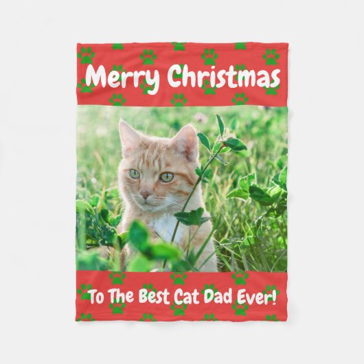 Kerstbeste kat Pap Ever Pet Foto Fleece Deken (Voorkant)