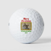 Kerstbeste kat Pap Ever Pet Foto Golfballen (Voorkant)