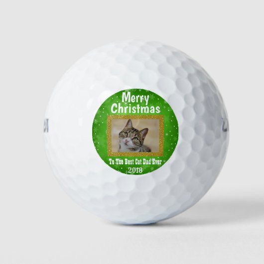 Kerstbeste kat Pap Ever Pet Foto Golfballen (Voorkant)