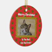Kerstbeste kat Pap Ever Pet Foto Keramisch Ornament (Rechts)