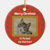 Kerstbeste kat Pap Ever Pet Foto Keramisch Ornament (Voorkant)