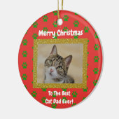 Kerstbeste kat Pap Ever Pet Foto Keramisch Ornament (Links)