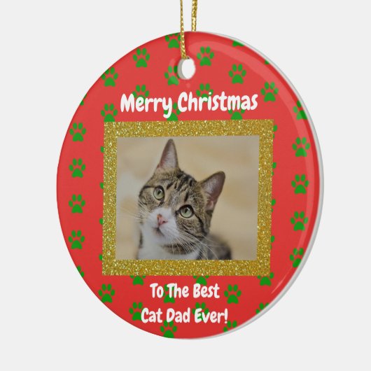 Kerstbeste kat Pap Ever Pet Foto Keramisch Ornament (Links)