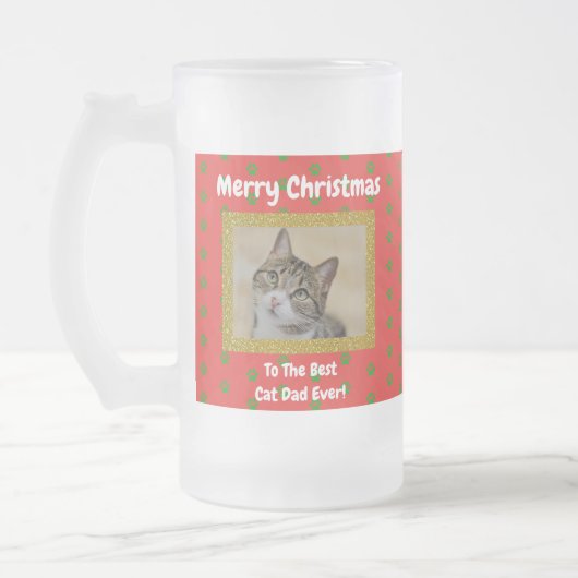 Kerstbeste kat Pap Ever Pet Foto Matglas Bierpul (Links)