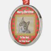 Kerstbeste kat Pap Ever Pet Foto Metalen Ornament (Links)