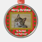 Kerstbeste kat Pap Ever Pet Foto Metalen Ornament (Voorkant)