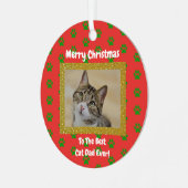 Kerstbeste kat Pap Ever Pet Foto Metalen Ornament (Voorkant links)