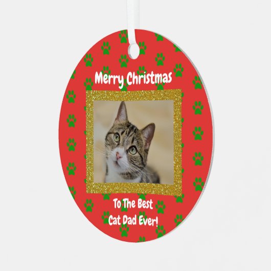 Kerstbeste kat Pap Ever Pet Foto Metalen Ornament (Voorkant links)