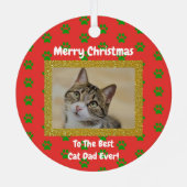Kerstbeste kat Pap Ever Pet Foto Metalen Ornament (Achterkant)