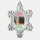 Kerstbeste kat Pap Ever Pet Foto Tin Sneeuwvlok Ornament (Rechts)