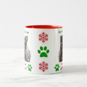 Kerstbeste kat Pap Ever Pet Foto Tweekleurige Koffiemok (Center)