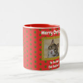 Kerstbeste kat Pap Ever Pet Foto Tweekleurige Koffiemok (Voorkant rechts)