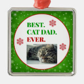 Kerstbeste kat pap ooit foto metalen ornament (Voorkant)