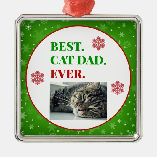 Kerstbeste kat pap ooit foto metalen ornament (Voorkant)