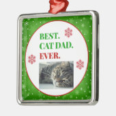 Kerstbeste kat pap ooit foto metalen ornament (Links)