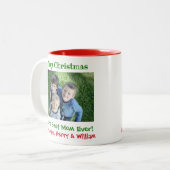 Kerstbeste mam ooit Kinder foto Eenvoudig Tweekleurige Koffiemok (Voorkant links)