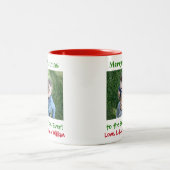 Kerstbeste mam ooit Kinder foto Eenvoudig Tweekleurige Koffiemok (Center)