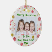 Kerstbeste mam ooit Kinder Foto Jaar Keramisch Ornament (Rechts)