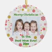Kerstbeste mam ooit Kinder Foto Jaar Keramisch Ornament (Voorkant)