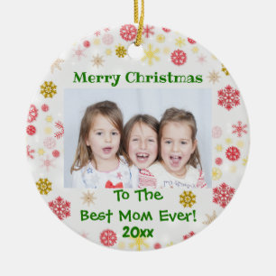 Kerstbeste mam ooit Kinder Foto Jaar Keramisch Ornament