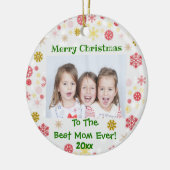 Kerstbeste mam ooit Kinder Foto Jaar Keramisch Ornament (Links)