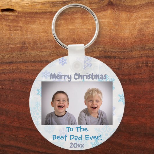 Kerstbeste pap ooit Kinder fotojaar Sleutelhanger (Voorkant)