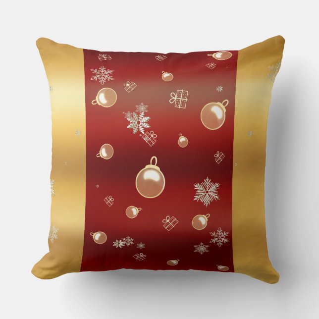 Kerstbetovering rood en goud kussen (Voorkant)