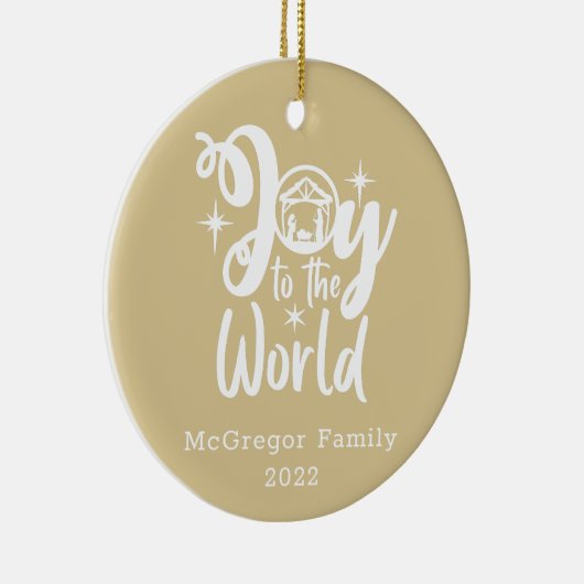 Kerstbevallen met de Wereldoorlog Goud en Wit Keramisch Ornament (Rechts)