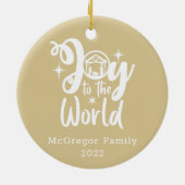 Kerstbevallen met de Wereldoorlog Goud en Wit Keramisch Ornament (Achterkant)