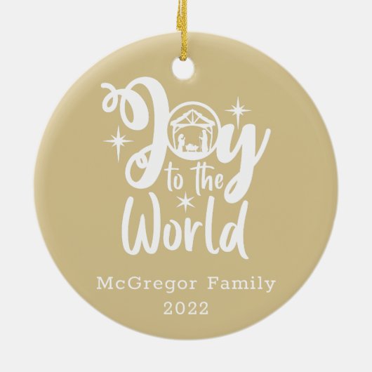 Kerstbevallen met de Wereldoorlog Goud en Wit Keramisch Ornament (Achterkant)