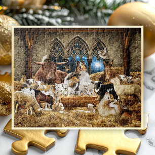 Kerstbevallen van alle dieren, ruige kolonies - legpuzzel