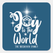 kerstbevallen zich van de wereld blauw en wit vierkante sticker (Voorkant)