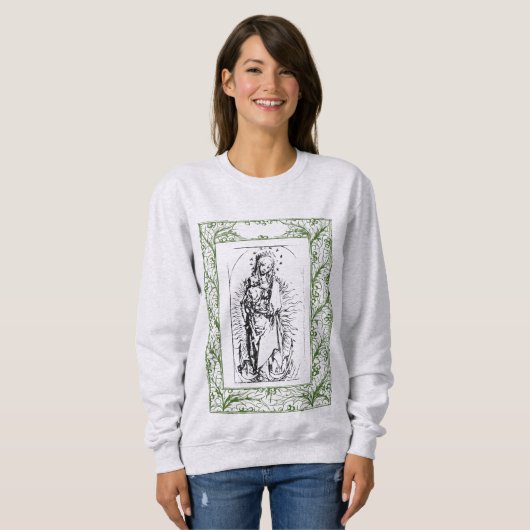 kerstbevalling Madonna en kindHolly Border Trui (Voorkant volledig)