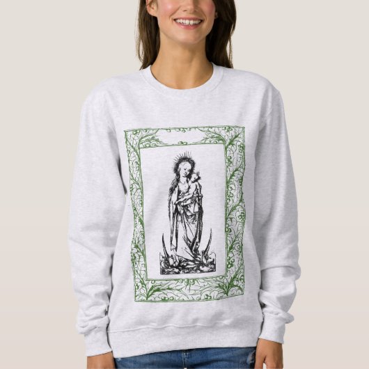 kerstbevalling Madonna en kindHolly Border Trui (Voorkant)